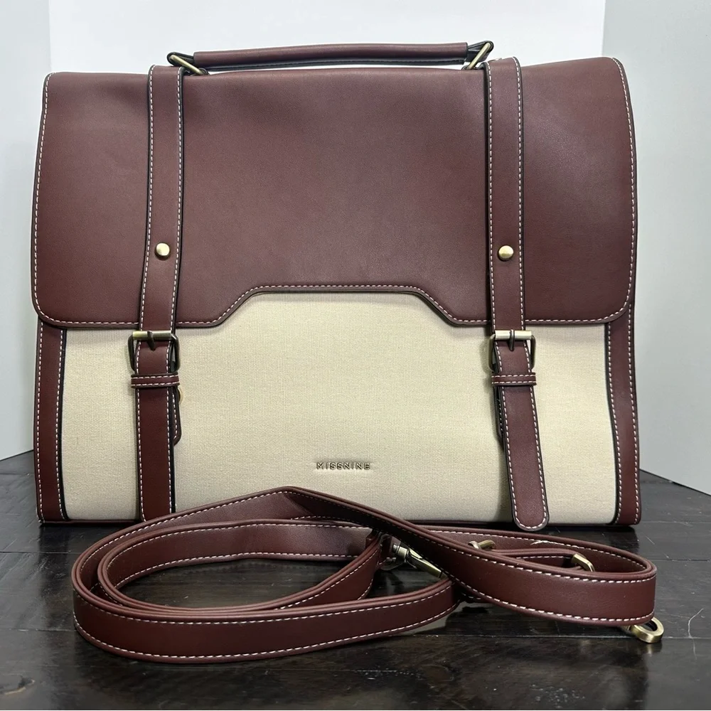 🆕 Missnine Large Canvas, 15.6 inch Laptop Messenger Shoulder Bag